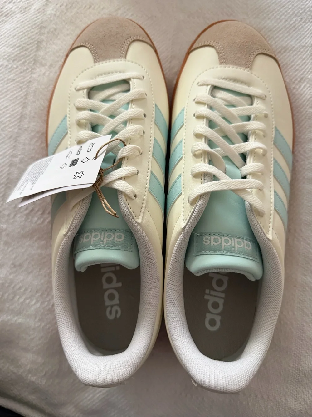 Adidas VL Court Base Women’s Sneakers - Cream, Light Blue & Gum - Picture 7 of 10